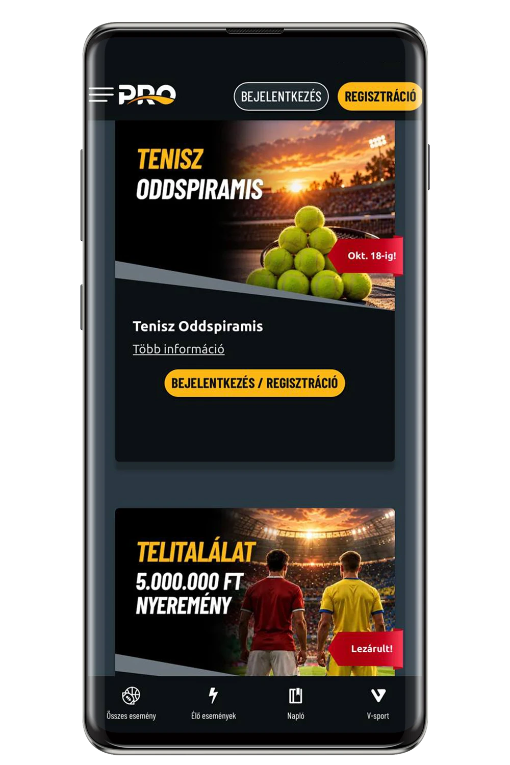 Képernyőkép a TippmixPro hivatalos weboldaláról