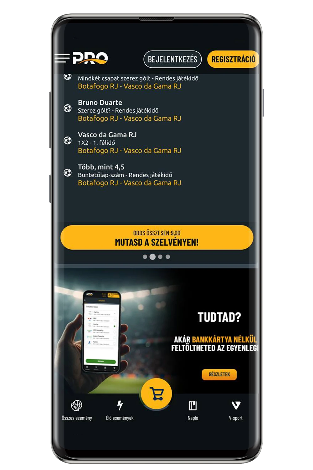 Képernyőkép a TippmixPro hivatalos weboldaláról